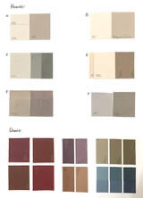Photo of the original Sweetwater Vistas paint chip board: six house schemes and door colors
